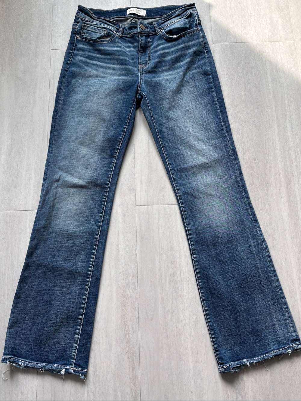 BKE Payton Mid Rise Bootcut Jeans with Raw Hem